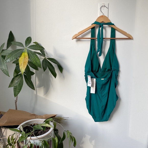NWT BLUE/GREEN ANNE COLE HALTER SWIM SUIT - Picture 2 of 3